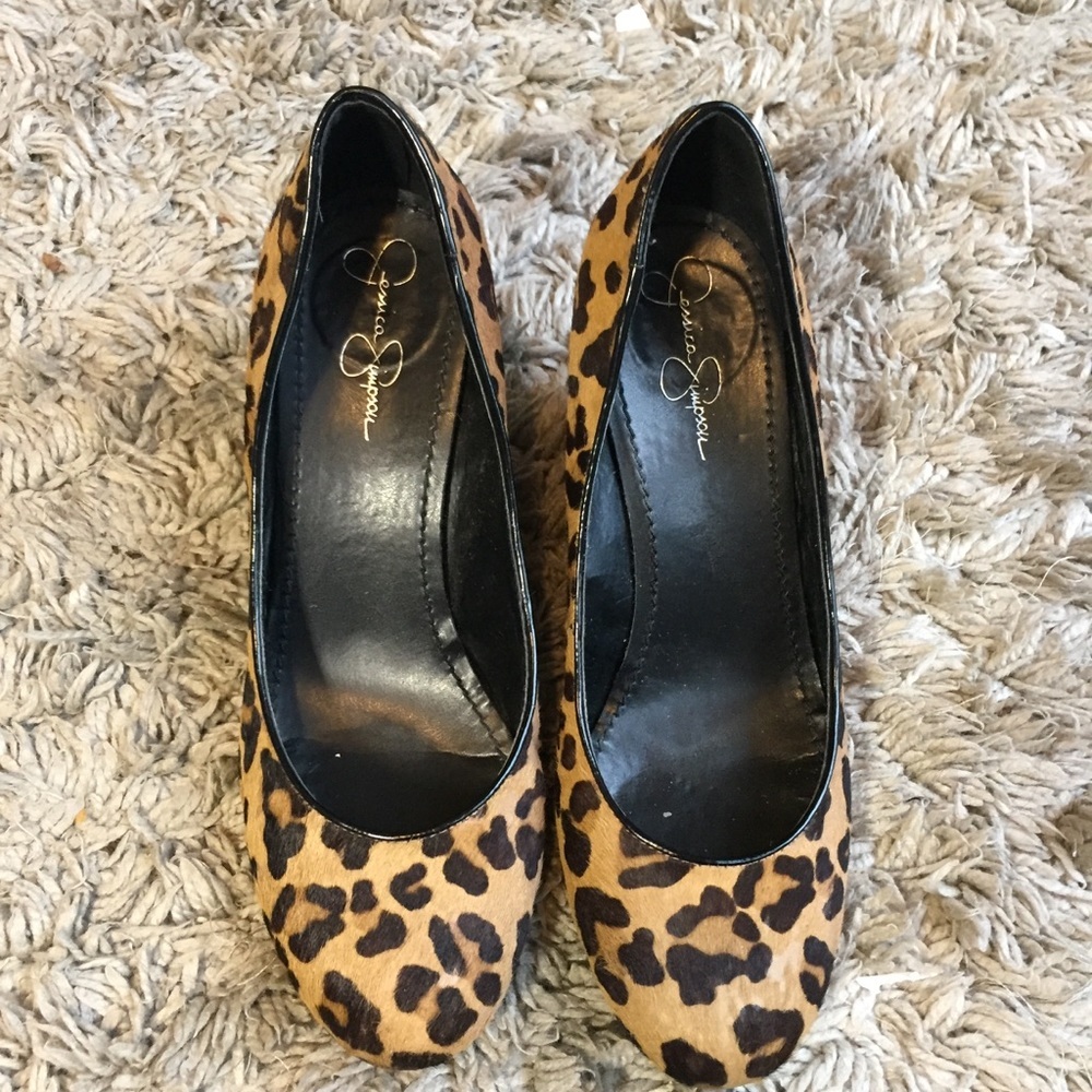 Jessica‎ Simpson Faux Leopard Wedges Size 10